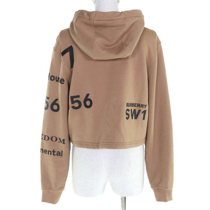 素晴らしいBURBERRYパーカー ホースフェリープルオーバー ブラウン ブラック コットン レディース XS 8060701