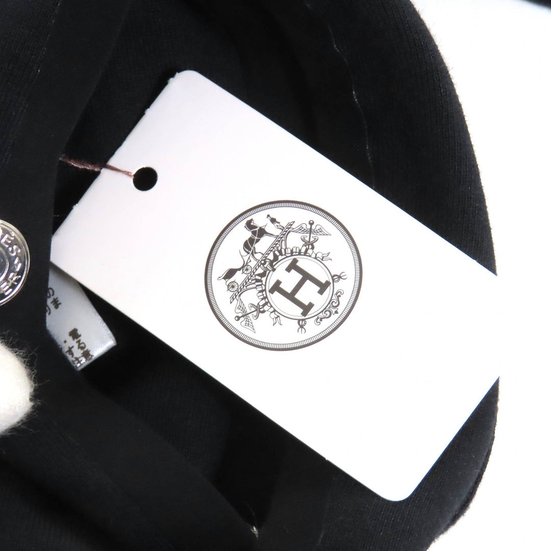 爱马仕 (HERMES) 精美连帽衫 Serie Button Half-Zip Pullover 黑色纯棉女款 S 码