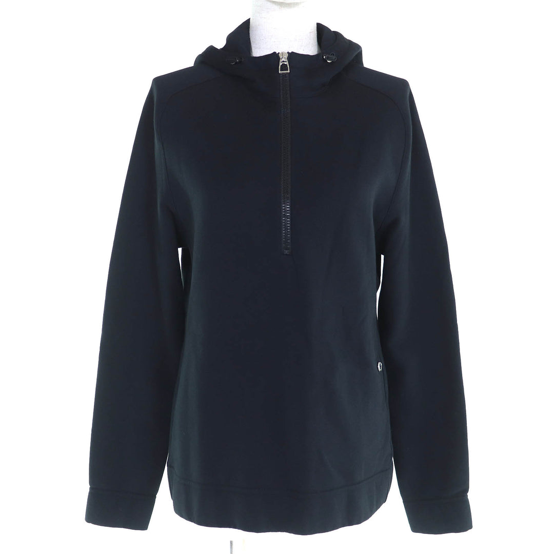 爱马仕 (HERMES) 精美连帽衫 Serie Button Half-Zip Pullover 黑色纯棉女款 S 码