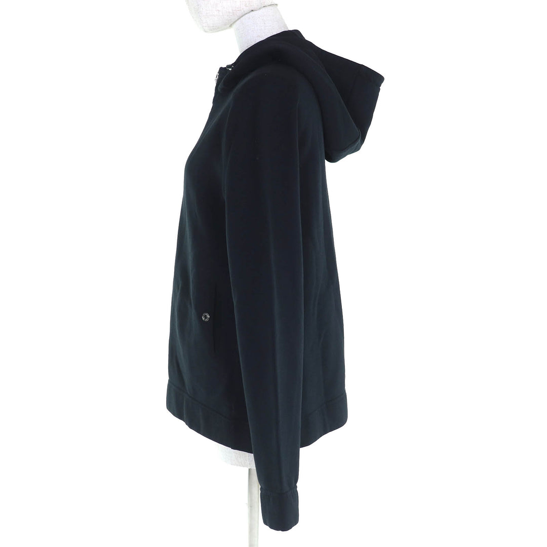 爱马仕 (HERMES) 精美连帽衫 Serie Button Half-Zip Pullover 黑色纯棉女款 S 码