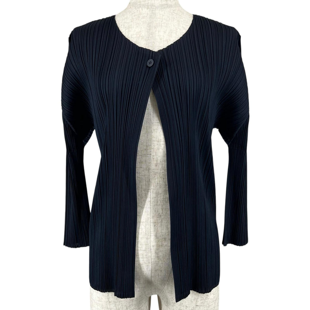 Excellent PLEATS PLEASE cardigan Pleated Dark navy polyester Women 4 PP81-J0961