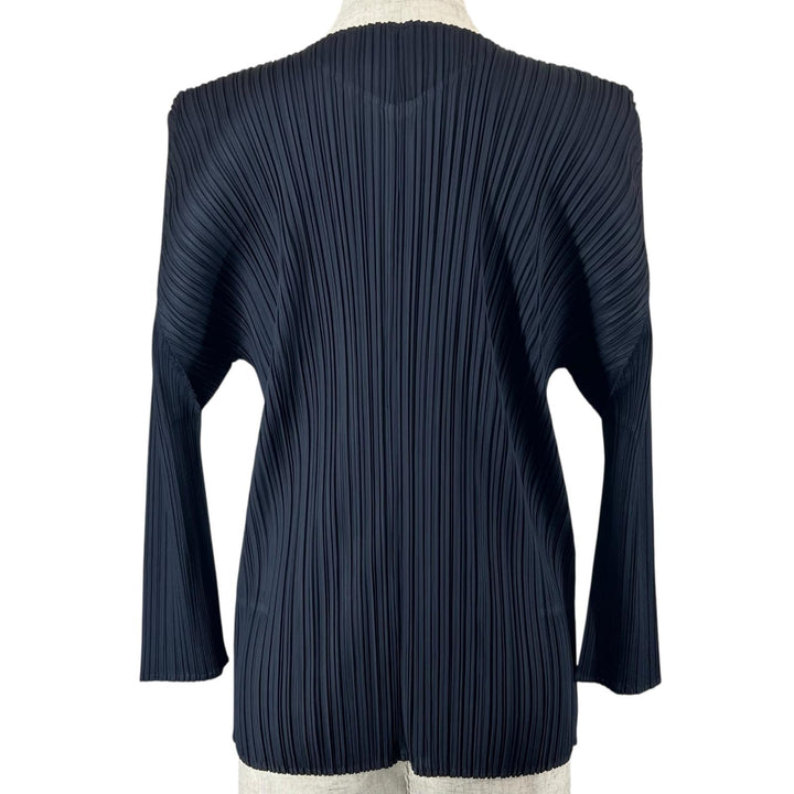 Excellent PLEATS PLEASE cardigan Pleated Dark navy polyester Women 4 PP81-J0961