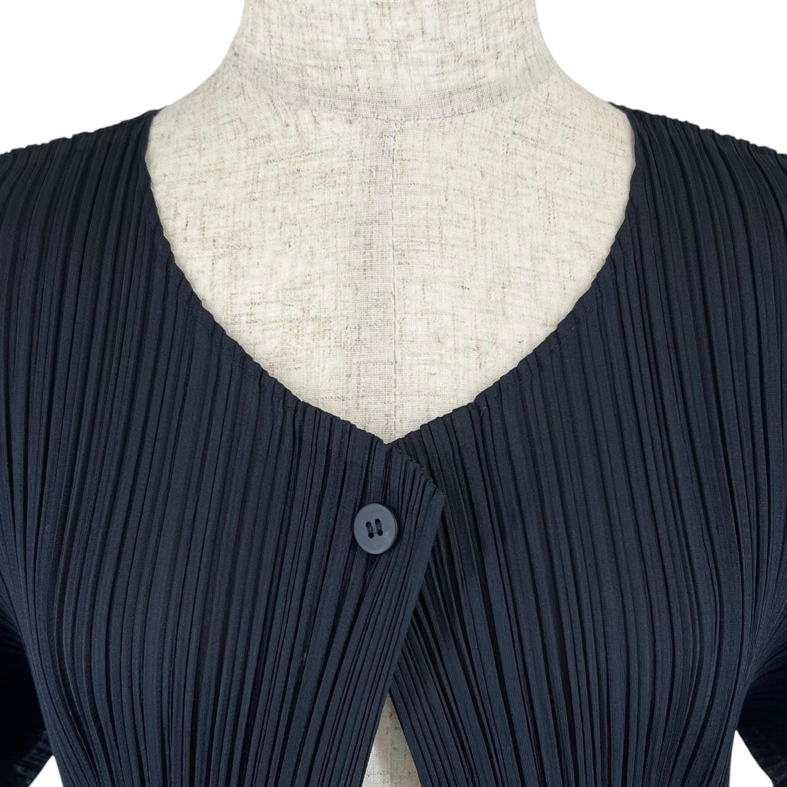 Excellent PLEATS PLEASE cardigan Pleated Dark navy polyester Women