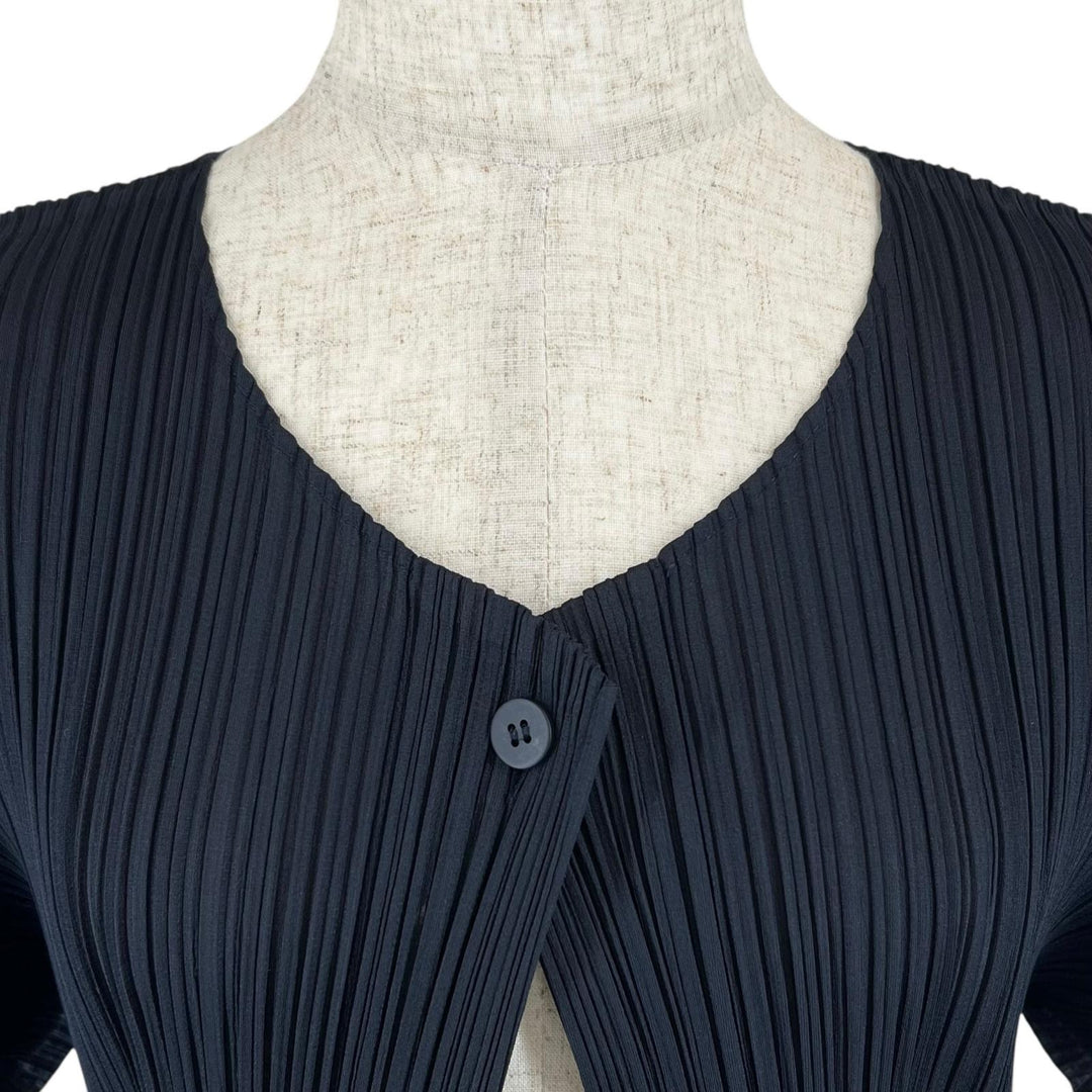 Excellent PLEATS PLEASE cardigan Pleated Dark navy polyester Women 4 PP81-J0961