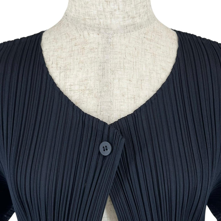 Excellent PLEATS PLEASE cardigan Pleated Dark navy polyester Women 4 PP81-J0961