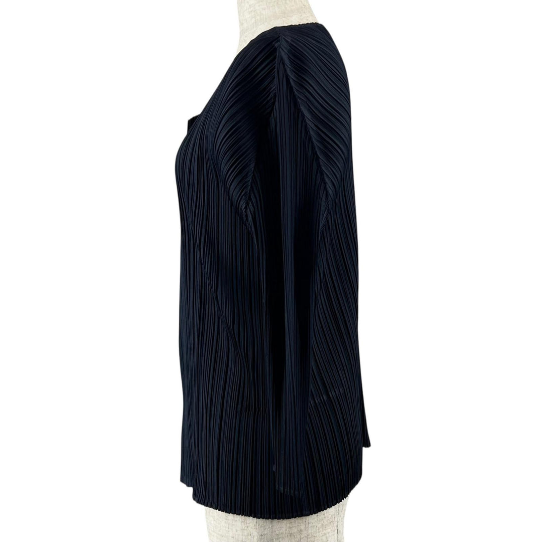 Excellent PLEATS PLEASE cardigan Pleated Dark navy polyester Women 4 PP81-J0961