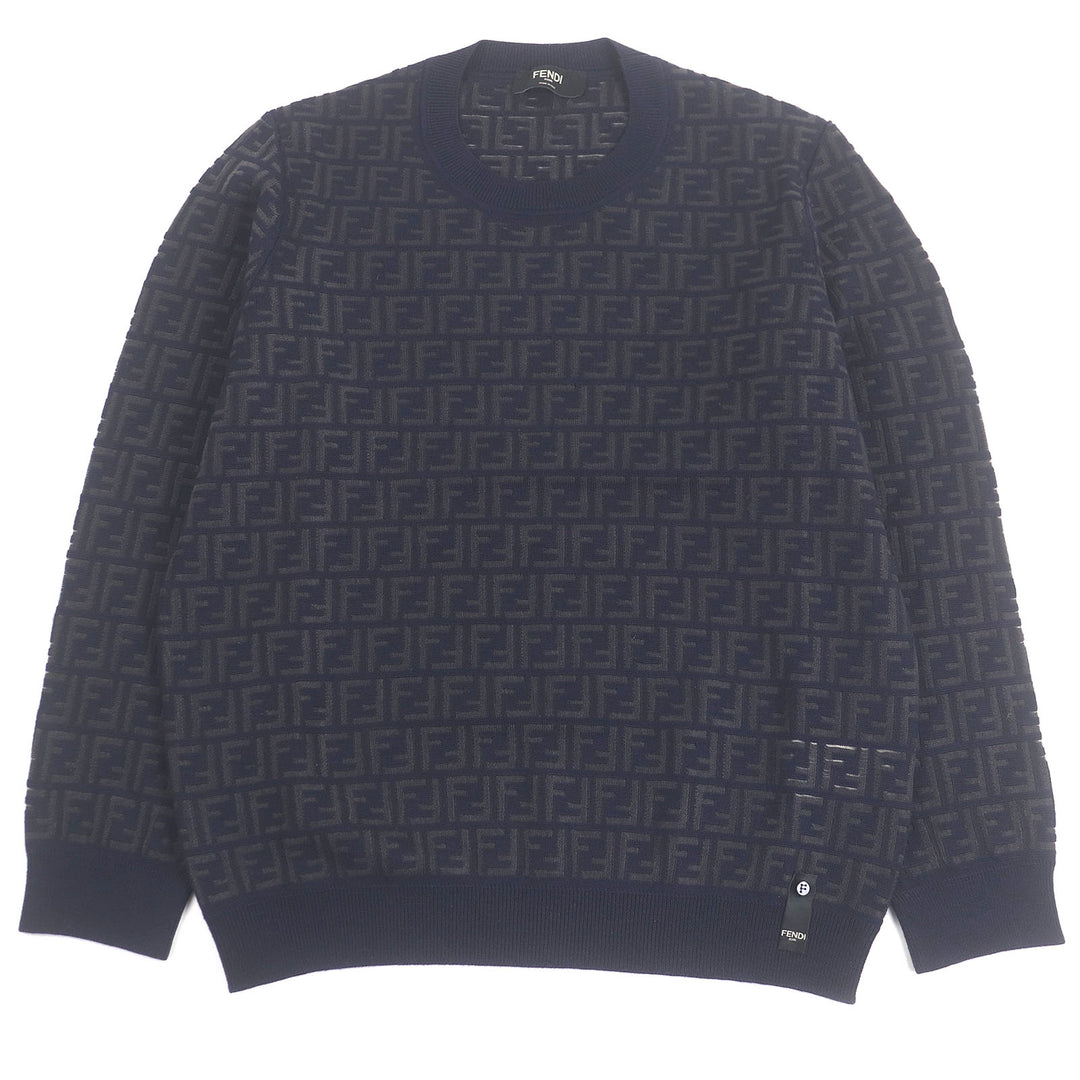 Excellent FENDI sweater FF Logo Zucca Pattern Lightweight