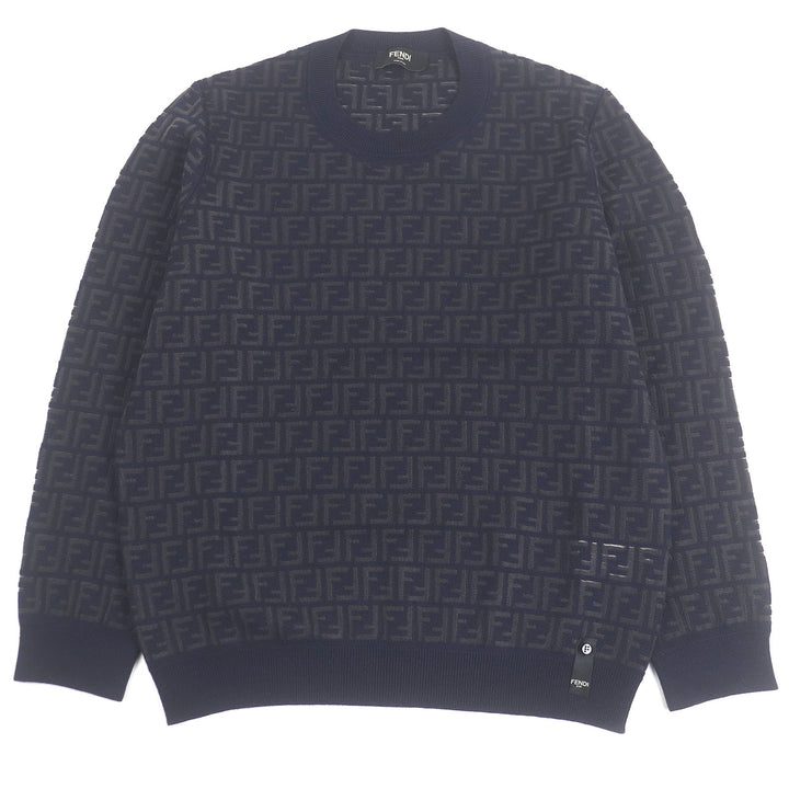 Excellent FENDI sweater FF Logo Zucca Pattern Lightweight