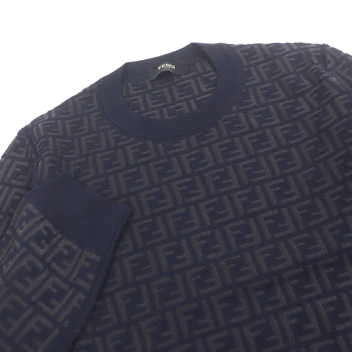 Excellent FENDI sweater FF Logo Zucca Pattern Lightweight