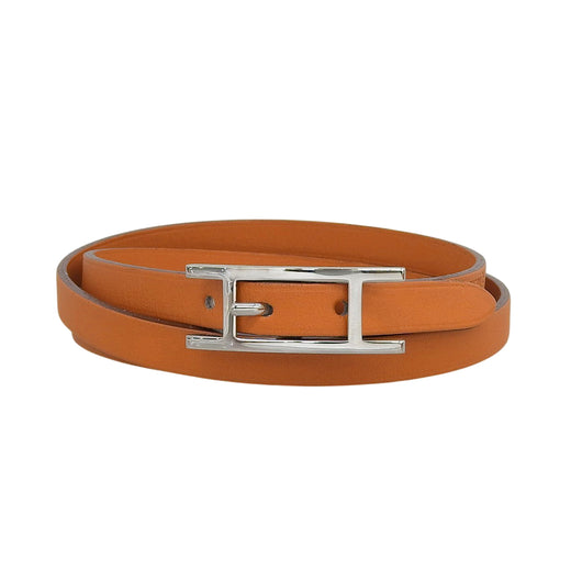 Excellent HERMES bracelet Appi 3 3 stations Orange leather Women M