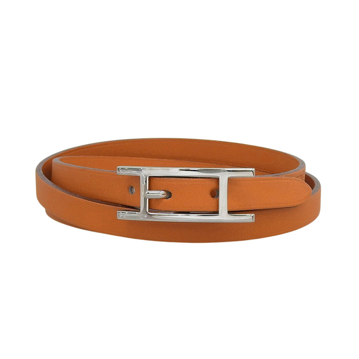 Excellent HERMES bracelet Appi 3 3 stations Orange leather Women M