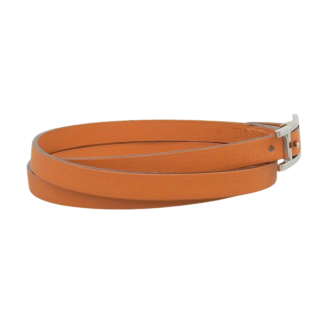 Excellent HERMES bracelet Appi 3 3 stations Orange leather Women M