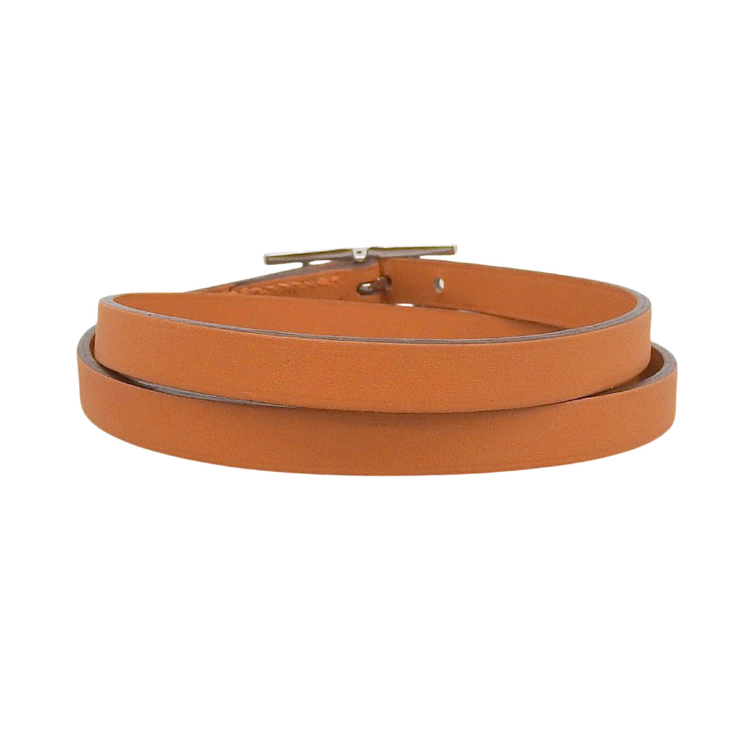 Excellent HERMES bracelet Appi 3 3 stations Orange leather Women M