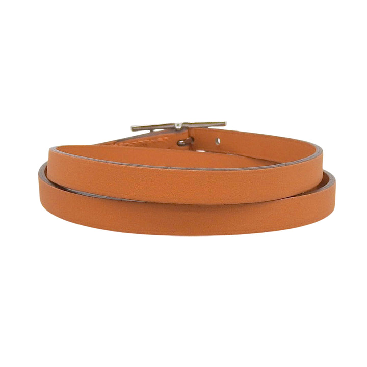 Excellent HERMES bracelet Appi 3 3 stations Orange leather Women M