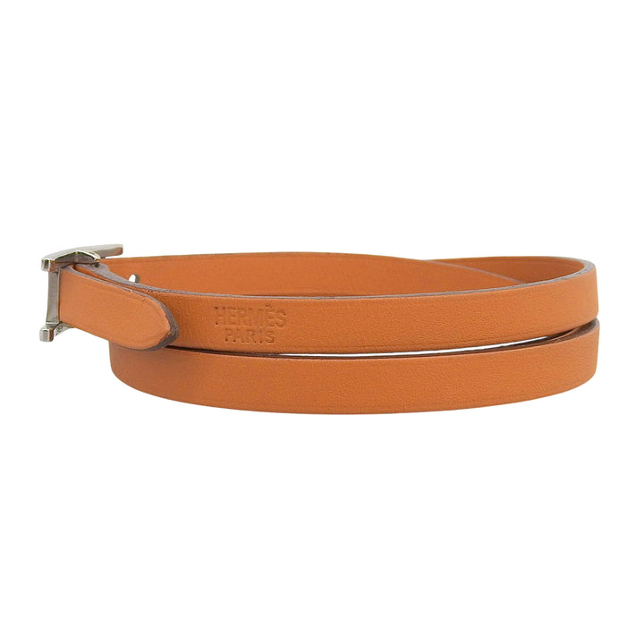 Excellent HERMES bracelet Appi 3 3 stations Orange leather Women M
