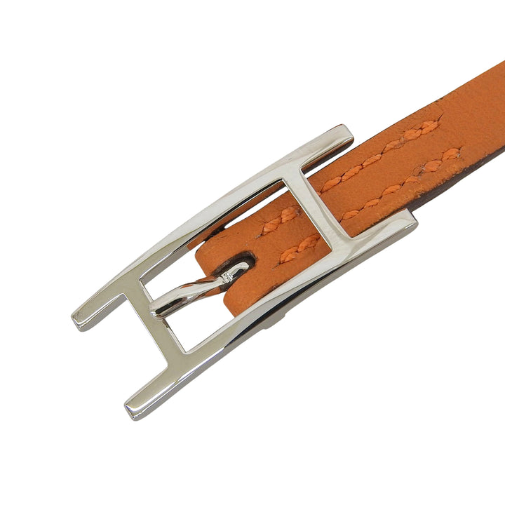 Excellent HERMES bracelet Appi 3 3 stations Orange leather Women M