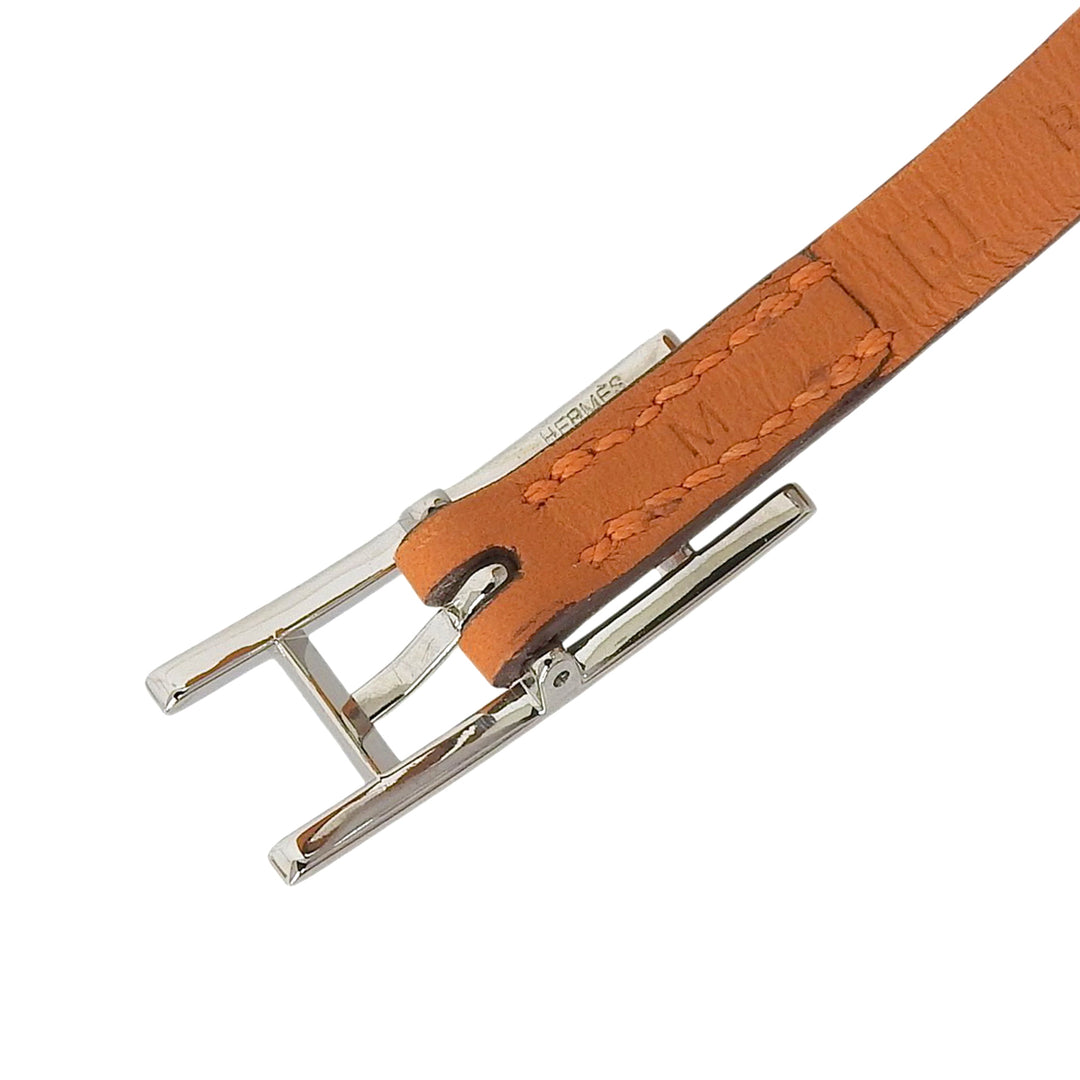 Excellent HERMES bracelet Appi 3 3 stations Orange leather Women M