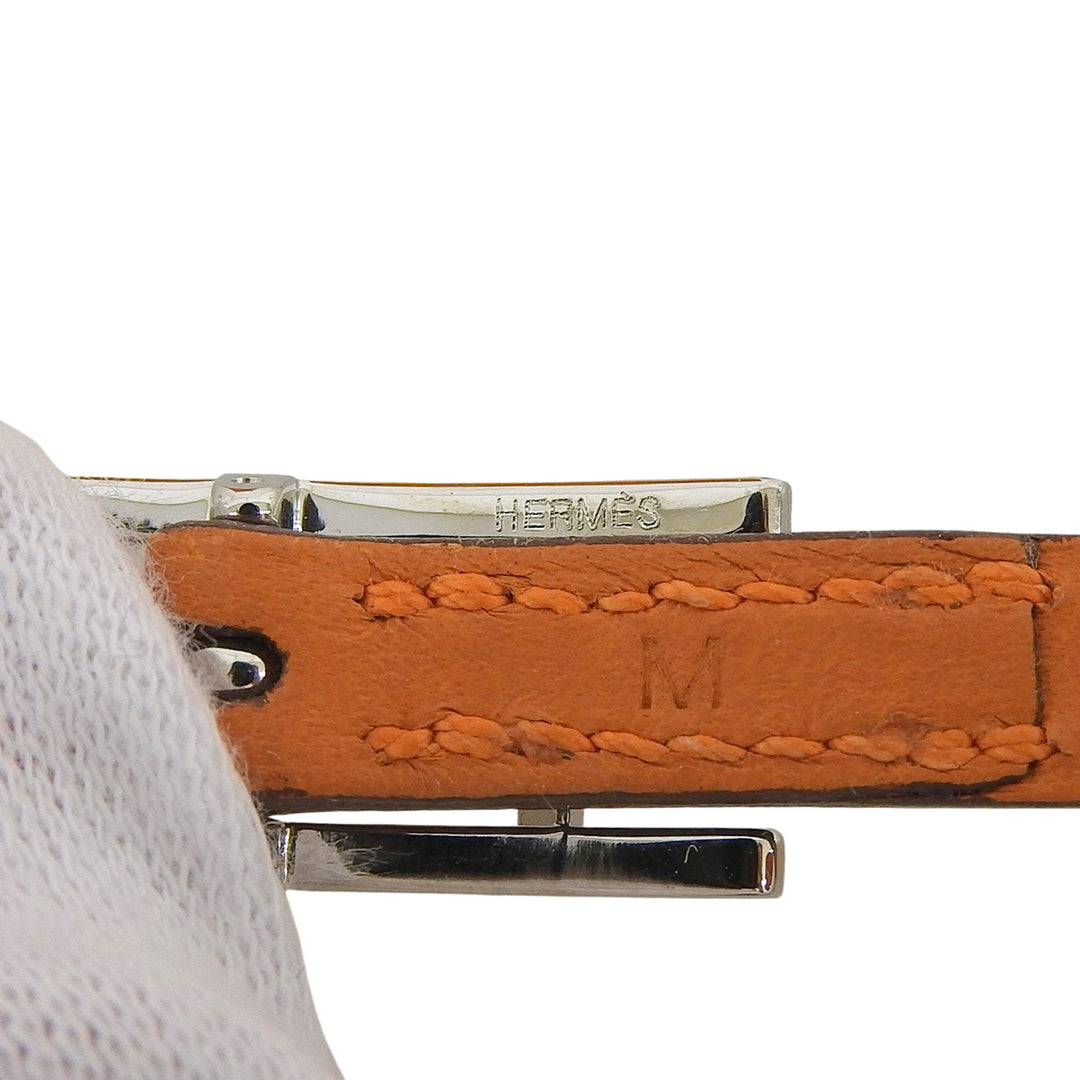 Excellent HERMES bracelet Appi 3 3 stations Orange leather Women M