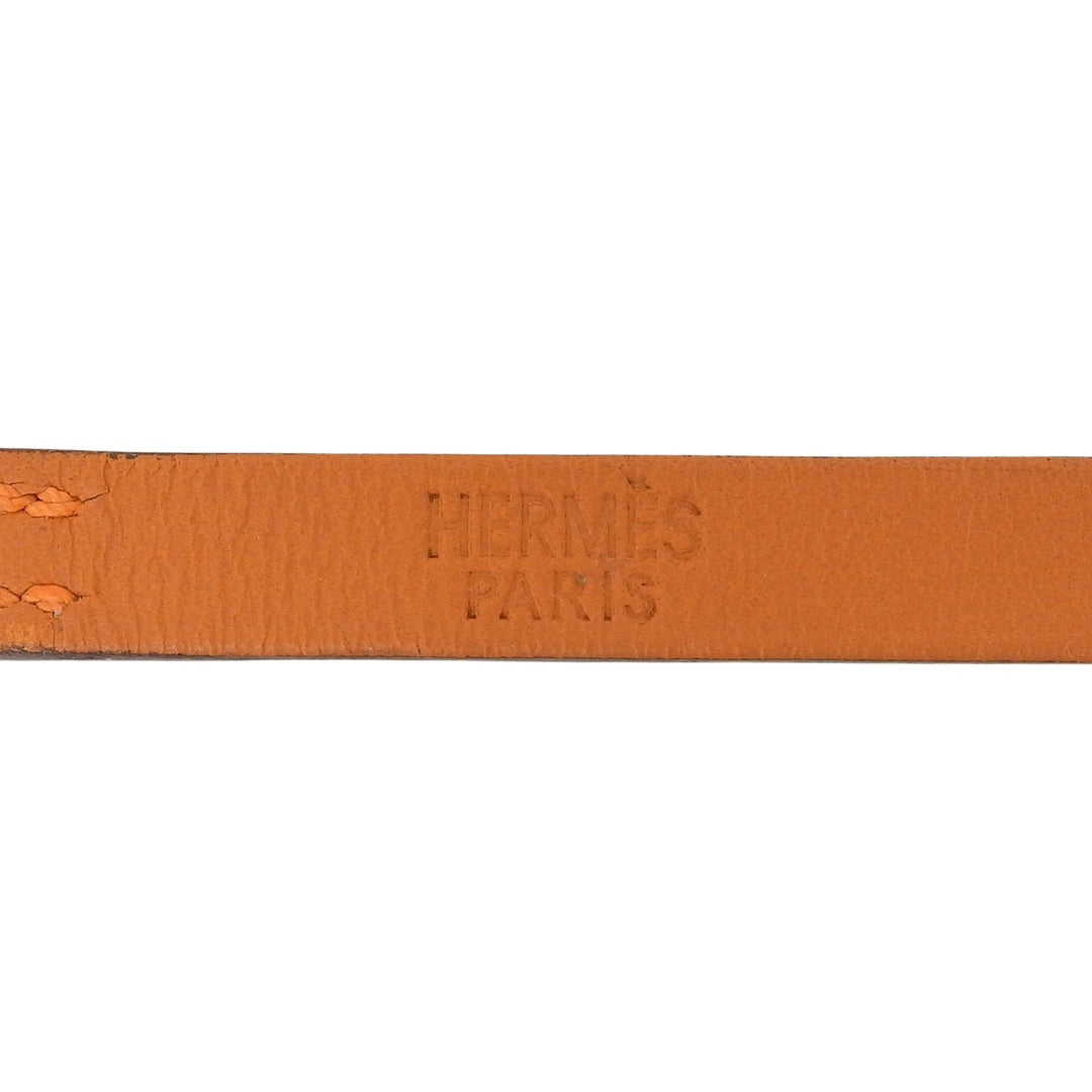 Excellent HERMES bracelet Appi 3 3 stations Orange leather Women M