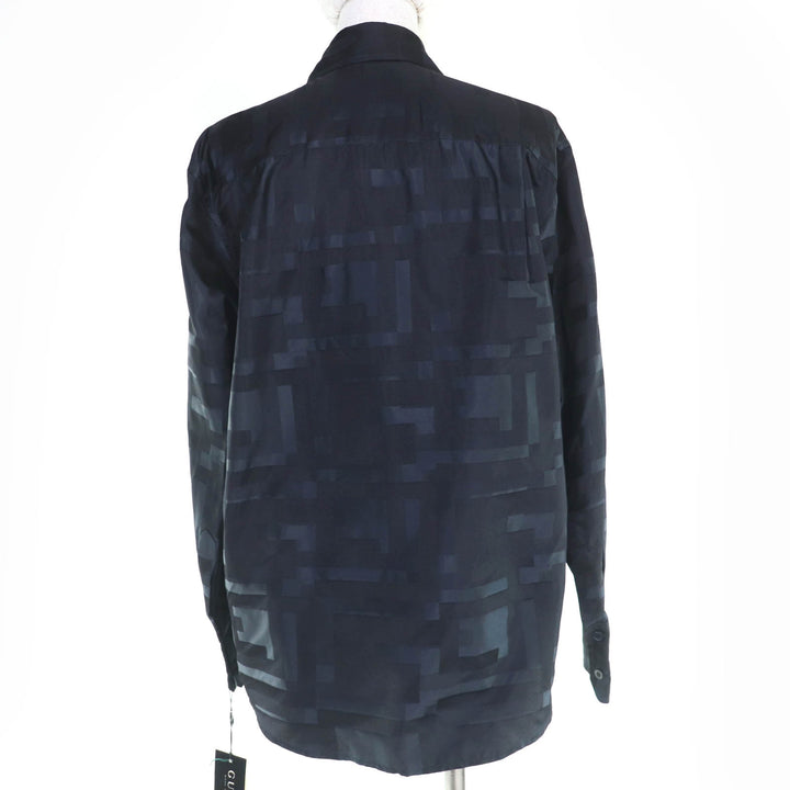 新品 GUCCI 長袖シャツ トムフォード 年代デッドストック ダークネイビー シルク 40