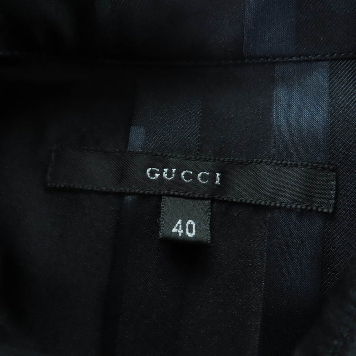 新品 GUCCI 長袖シャツ トムフォード 年代デッドストック ダークネイビー シルク 40