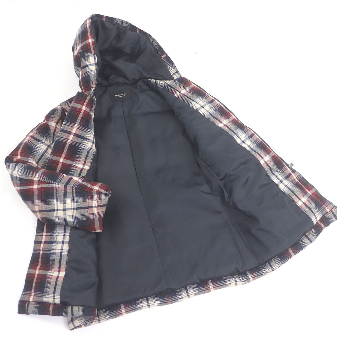 Excellent BURBERRY BLACK LABEL Down jacket Check Pattern Toggle Button
