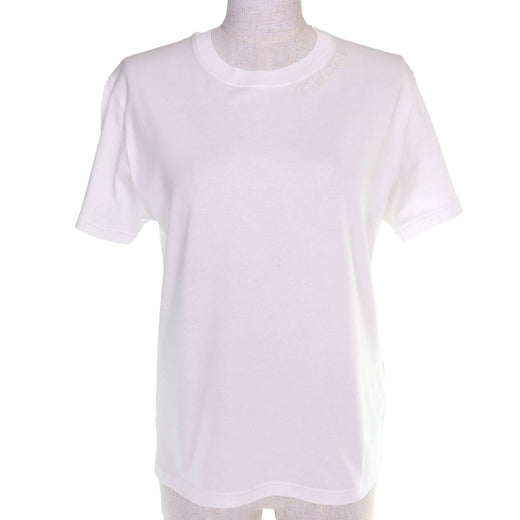 Excellent GUCCI Short sleeve shirt Logo embroidered cotton jersey white M 787299