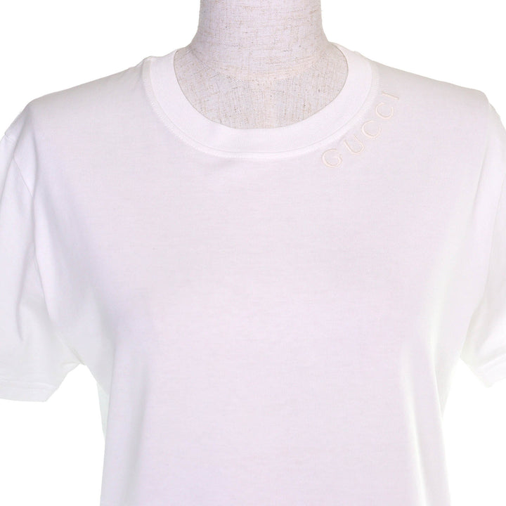 Excellent GUCCI Short sleeve shirt Logo embroidered cotton jersey white M 787299