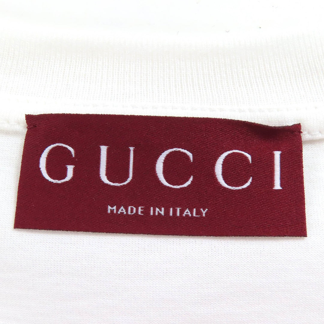 Excellent GUCCI Short sleeve shirt Logo embroidered cotton jersey white M 787299