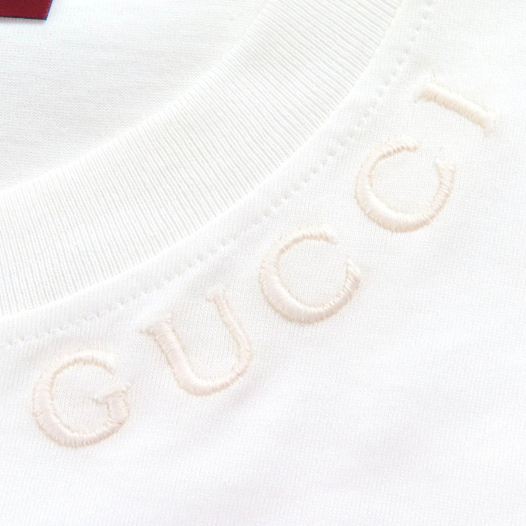 Excellent GUCCI Short sleeve shirt Logo embroidered cotton jersey white M 787299
