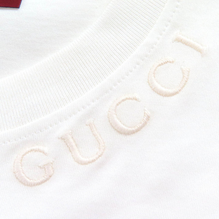 Excellent GUCCI Short sleeve shirt Logo embroidered cotton jersey white M 787299
