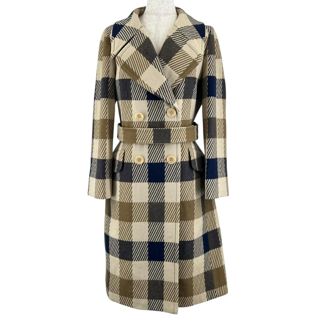 Excellent Aquascutum LONDON coat Check Pattern multicolor wool Women 9
