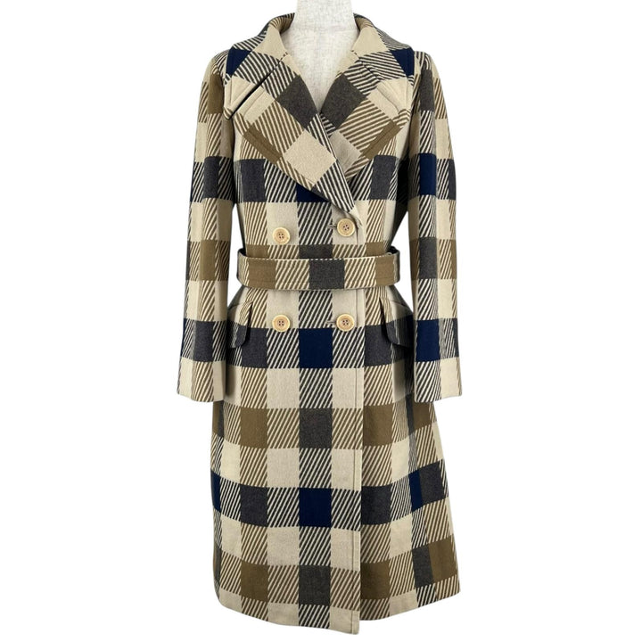 Excellent Aquascutum LONDON coat Check Pattern multicolor wool Women 9