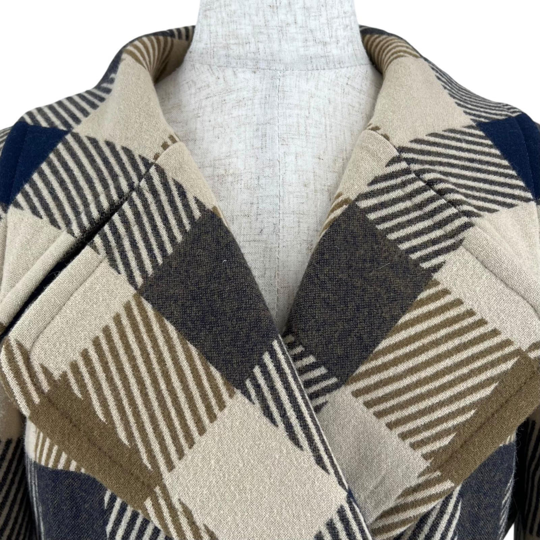 Excellent Aquascutum LONDON coat Check Pattern multicolor wool Women 9