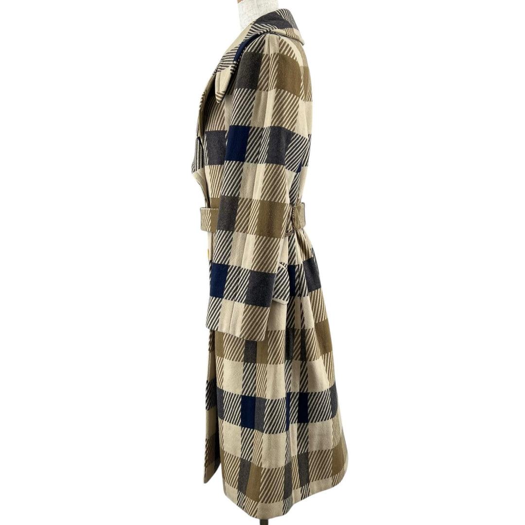 Excellent Aquascutum LONDON coat Check Pattern multicolor wool Women 9