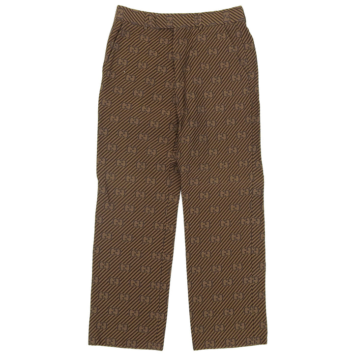 Great GUCCI Pants GG logo stripe pattern Brown cotton mens 630062