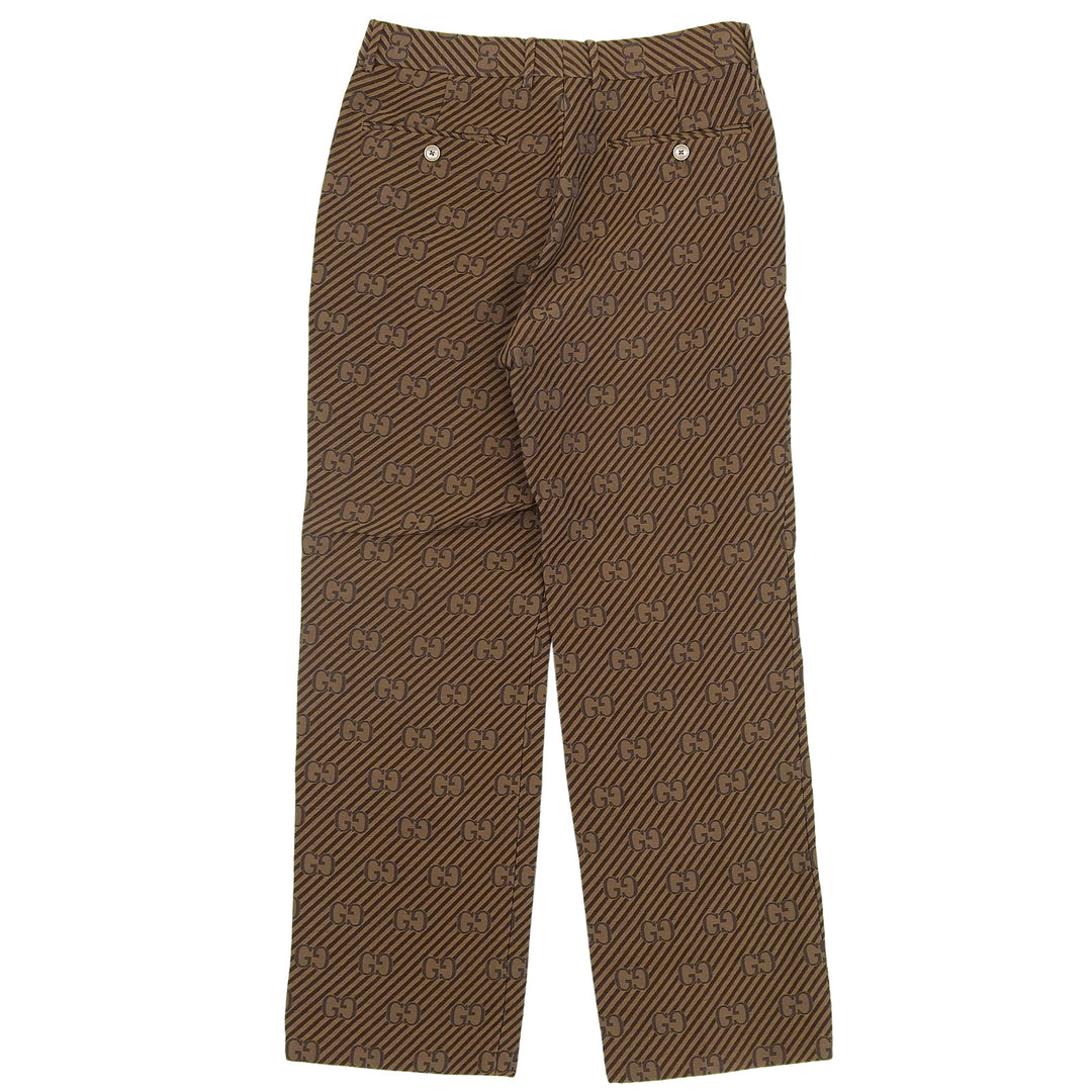 Great GUCCI Pants GG logo stripe pattern Brown cotton mens 630062