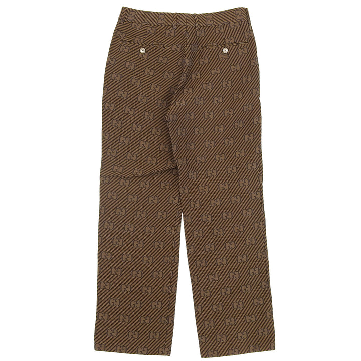 Great GUCCI Pants GG logo stripe pattern Brown cotton mens 630062