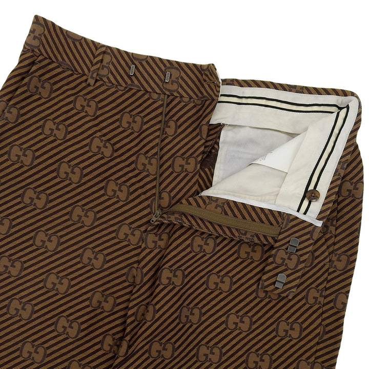 Great GUCCI Pants GG logo stripe pattern Brown cotton mens 630062