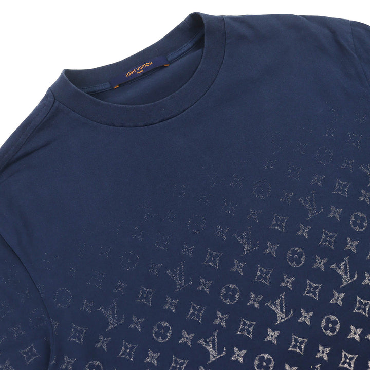 Great LOUIS VUITTON Short sleeve T-shirt Monogram Gradient Crew Neck Navy S