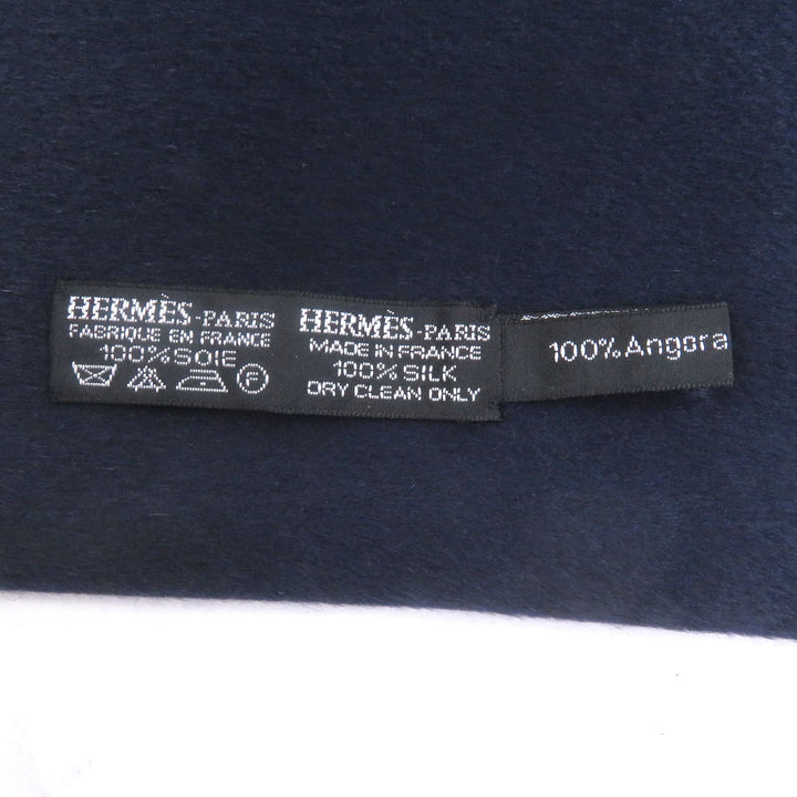 Excellent HERMES Scarf Horse harness all-over pattern Navy silk mens