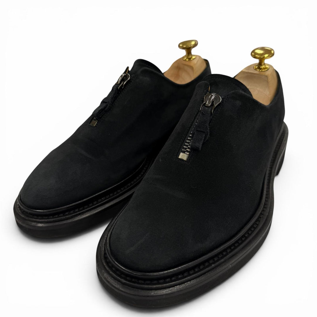 Excellent GIORGIO ARMANI Leather shoes Zip up black Suede leather mens 6