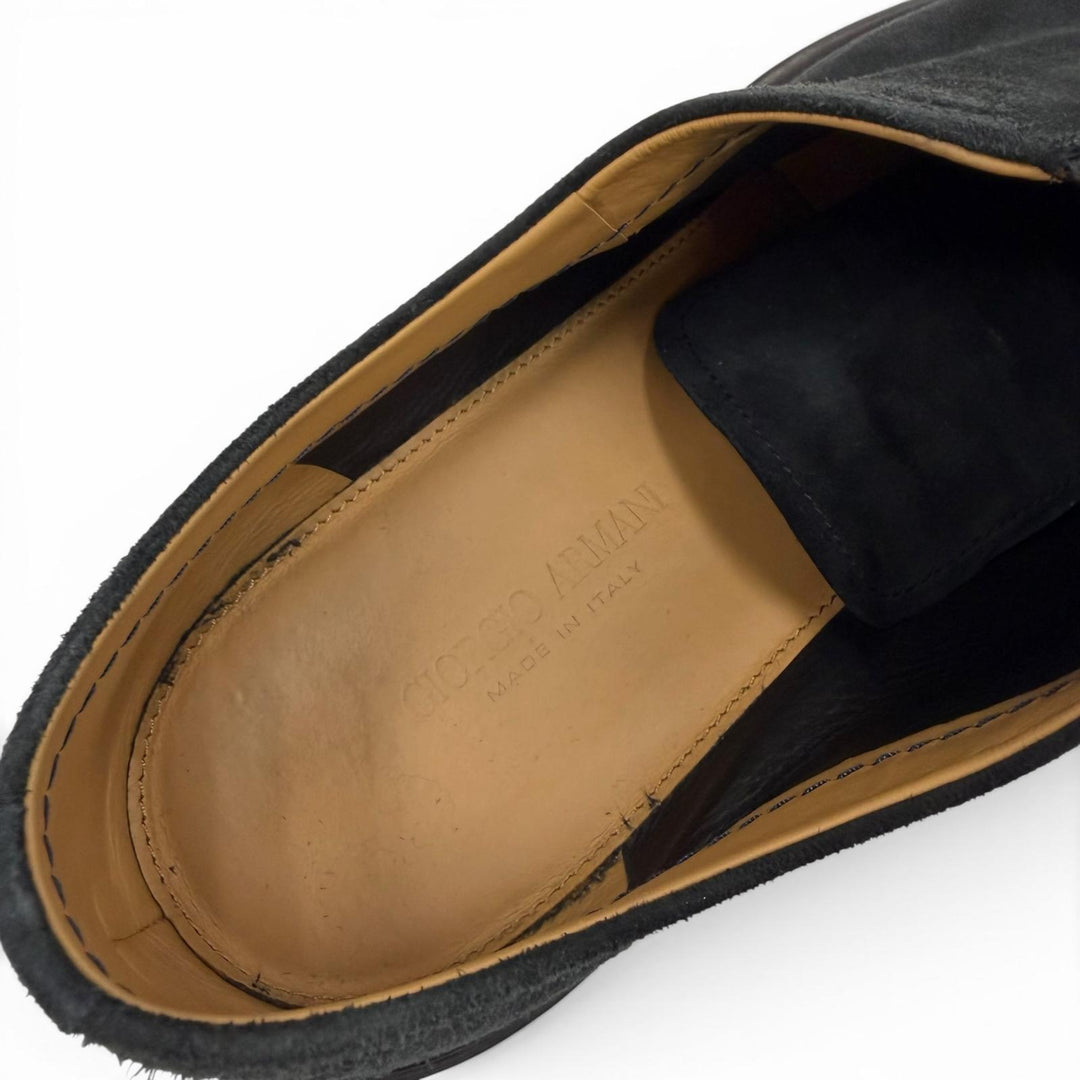 Excellent GIORGIO ARMANI Leather shoes Zip up black Suede leather mens 6
