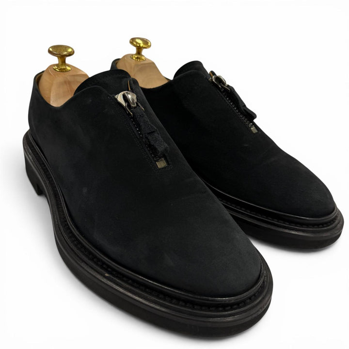 Excellent GIORGIO ARMANI Leather shoes Zip up black Suede leather mens 6