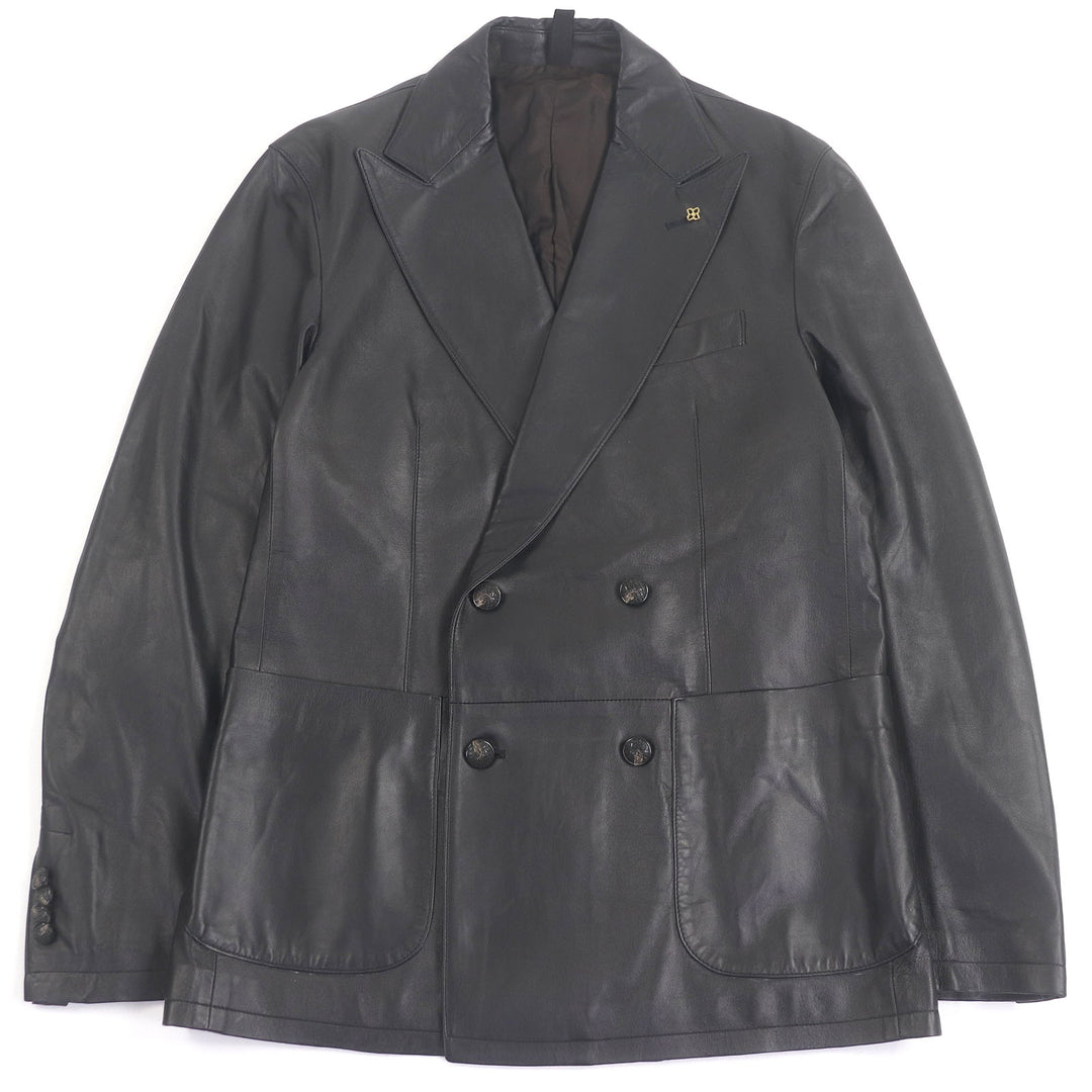 Excellent TAGLIATORE tailored jacket PIERL Boutonniere black Lamb leather