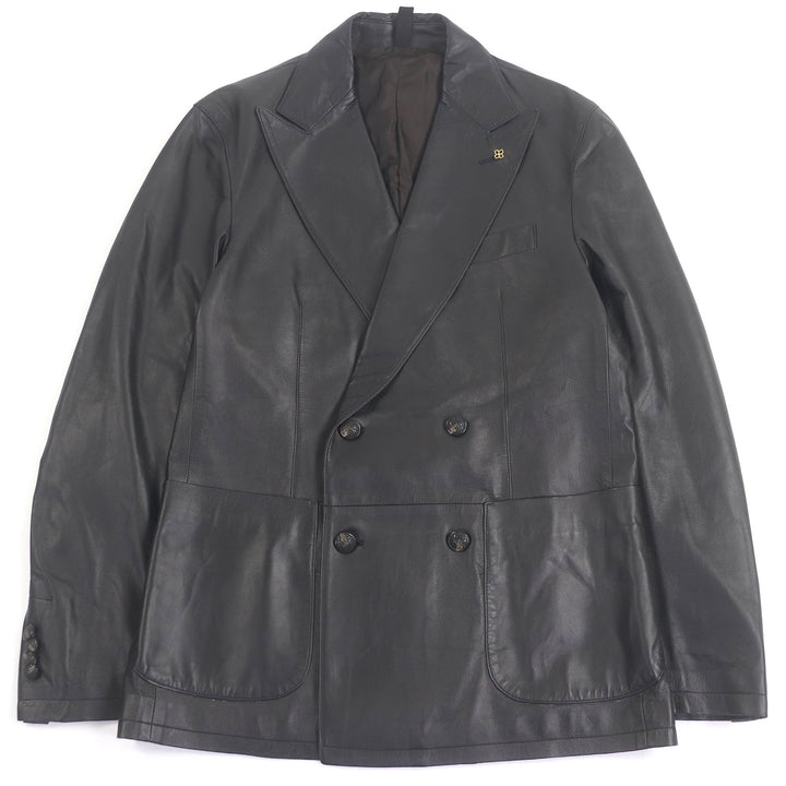 Excellent TAGLIATORE tailored jacket PIERL Boutonniere black Lamb leather