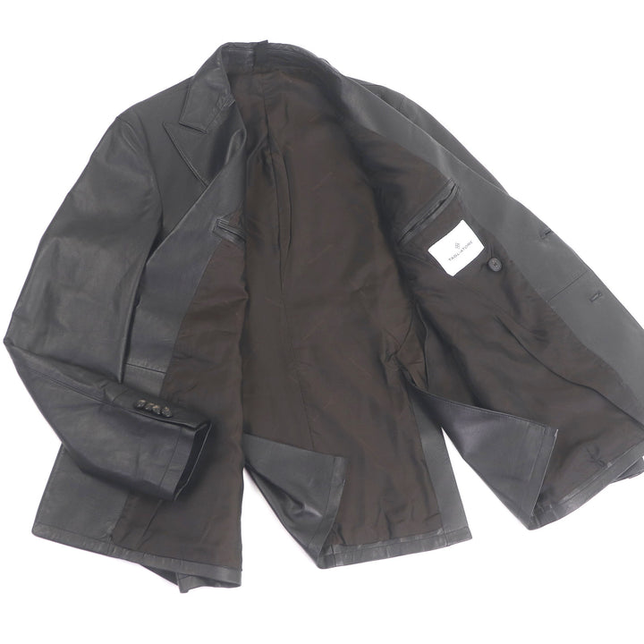 Excellent TAGLIATORE tailored jacket PIERL Boutonniere black Lamb leather