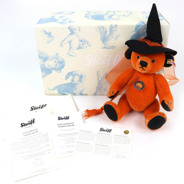 Excellent Steiff Halloween Teddy Bear Pumpkin to 1500 in Japan Orange 678202