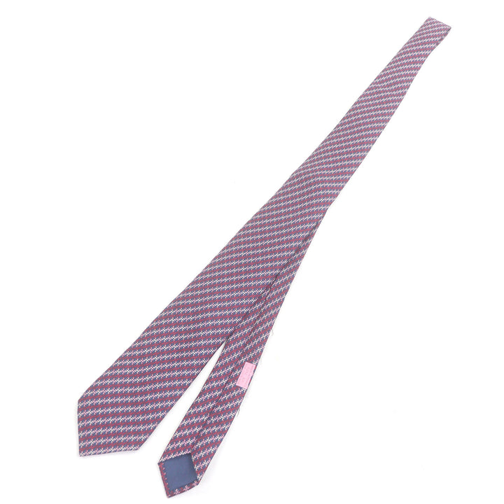 新品 HERMES ネクタイ PARENTHESES Hロゴ 総柄 マリンローズブロン