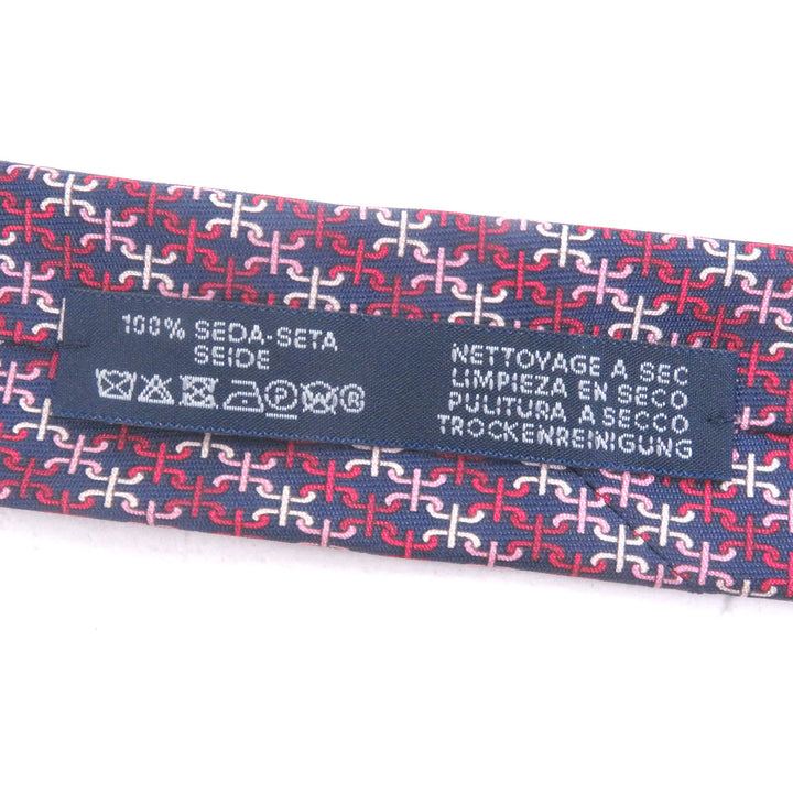 新品 HERMES ネクタイ PARENTHESES Hロゴ 総柄 マリンローズブロン